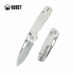 Couteau Kubey Bluff White Drop Point Acier 14C28N Manche G10 Axis Lock KUB248G