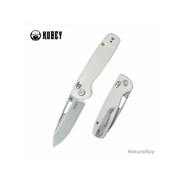 Couteau Kubey Bluff White Drop Point Acier 14C28N Manche G10 Axis Lock KUB248G
