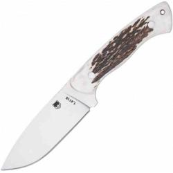 Couteau CobraTec Twin Mountain Lame Acier 1.4116 Manche Bois de Cerf Etui Cuir CBTTWMSTG4
