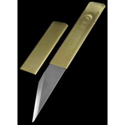 Lot de 3 Couteau Japonais Yoshiharu Penanto Kiridashi Lame Inox Manche Laiton &Eacute;tui Laiton YSH01