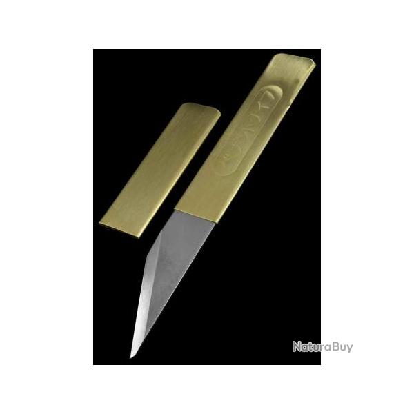 Lot de 3 Couteau Japonais Yoshiharu Penanto Kiridashi Lame Inox Manche Laiton �tui Laiton YSH01