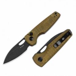 Couteau Kizer Parakeet Ultem (PEI) Lame Drop Point Acier Nitro-V Black Buttlon Lock Clip KIV2706A1