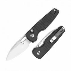 Couteau Kizer Parakeet Black Lame Sheepsfoot Acier Nitro-V Satin Manche Alu Button Lock KIV2706A4