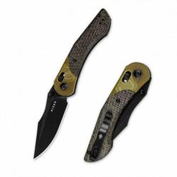 Couteau Kizer Mini Mystic Micarta Lame Acier 154CM Blk Manche Micarta/PEI Clutch Lock KIV3636C1