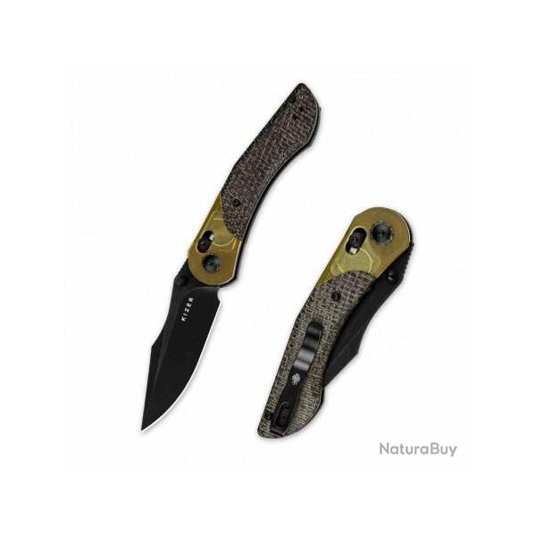 Couteau Kizer Mini Mystic Micarta Lame Acier 154CM Blk Manche Micarta/PEI Clutch Lock KIV3636C1