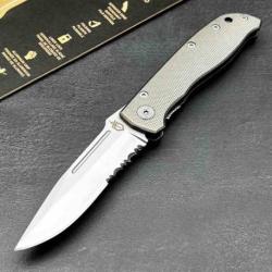 Couteau Gerber Air Ranger Linerlock Lame Inox Dentel&eacute;e Bead Blast Manche Aluminium G3906DIP