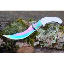 Couteau MTech A/O Lame Acier 3Cr13 Persian Manche Acier/POM S&eacute;curit&eacute; Liner Lock MTA2023WH