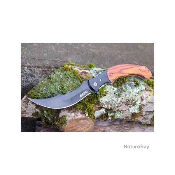 Couteau MTech A/O Lame Acier 3Cr13 Persian Manche Acier/Bois S�curit� Liner Lock MTA2023WD