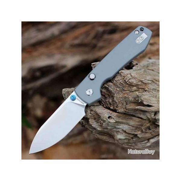 Couteau Pliant Vosteed Raccoon Gray Lame Drop Point Acier 14C28N Manche G-10 Liner Lock VOSA2906