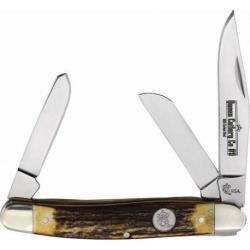 Couteau Queen Cutlery Stockman Lame Clip/Sheepsfoot/Spey Acier 1095 Manche Cerf USA QGSH47