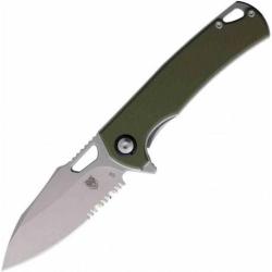 Couteau CobraTec Wolverine Green Lame Acier D2 Serr Manche G-10 IKBS Clip Linerlock CBTWLVRNSOD