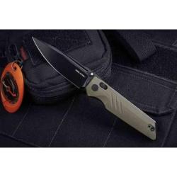 Couteau Real Steel Sacra Pro OD Green Lame Acier K110 Manche G10 IKBS Clip Crossbar Lock RS7714GB