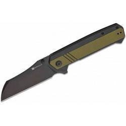 Couteau SENCUT Draxor Black/Geen Manche G10 Lame Acier 9Cr18MoV Satin Sheepsfoot IKBS Clip S240352