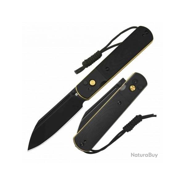Couteau ARTISAN CUTLERY Holm Black G10 Lame Acier AR-RPM9 Blk IKBS Button Lock Clip ATZ1875PBG