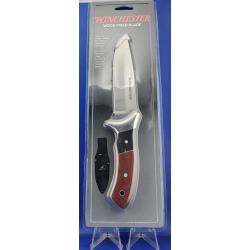 Couteau de Chasse Bushcraft Winchester Lame Acier 420 Manche Bois Etui Nylon G41790