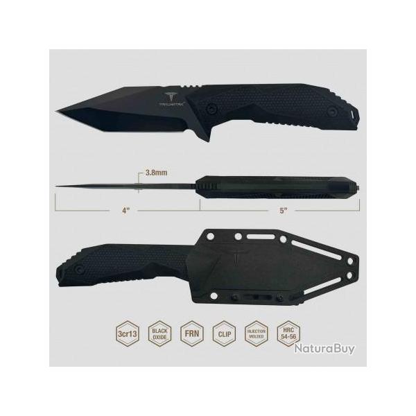 Couteau Takumitak Terminal Lame Tanto Acier 3Cr13 Manche & Etui FRN TKF320