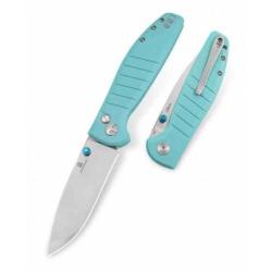 Couteau Bestech Goodboy Light Blue Manche G10 Lame Acier D2 SW IKBS Button Lock Clip BTKMK04B