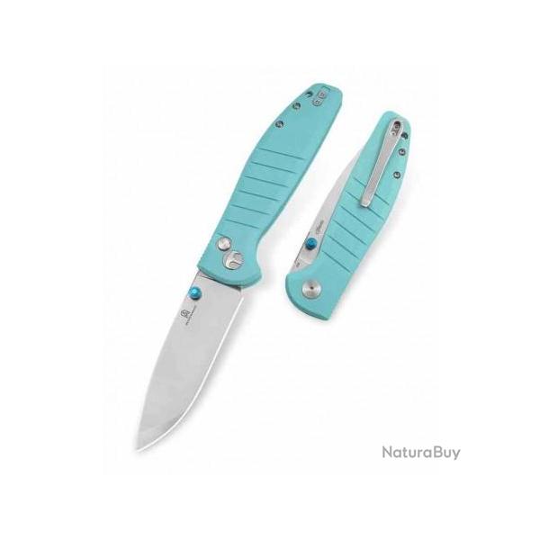 Couteau Bestech Goodboy Light Blue Manche G10 Lame Acier D2 SW IKBS Button Lock Clip BTKMK04B