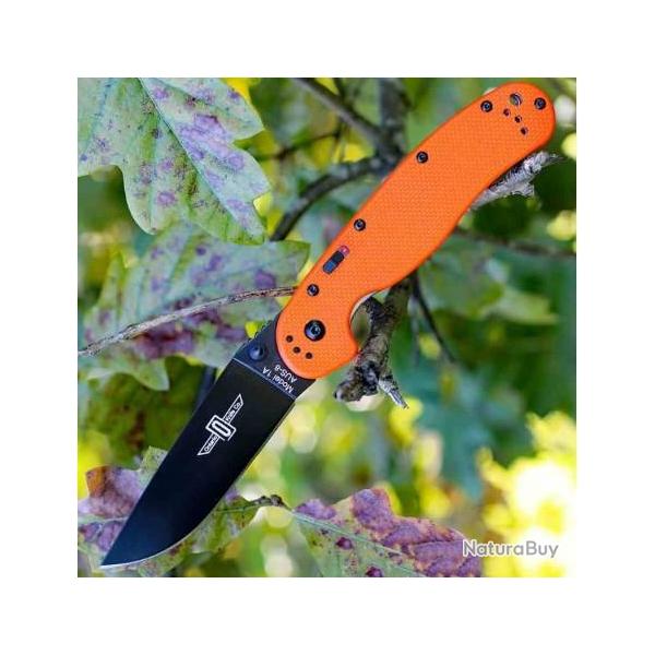 Couteau Ontario RAT IA Orange A/O Manche G10 Lame Acier AUS-8 Linerlock Clip ON8871OR