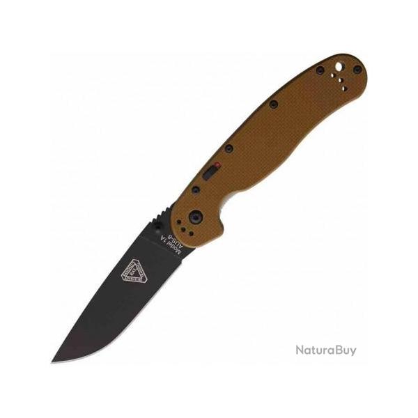 Couteau Ontario RAT IA Tan A/O Manche G10 Lame Acier AUS-8 Linerlock Clip ON8871TN
