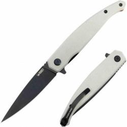 Couteau Kubey MOS Hydra White Manche G-10 Lame Acier 14C28N Blk IKBS Linerlock Clip KUB361B