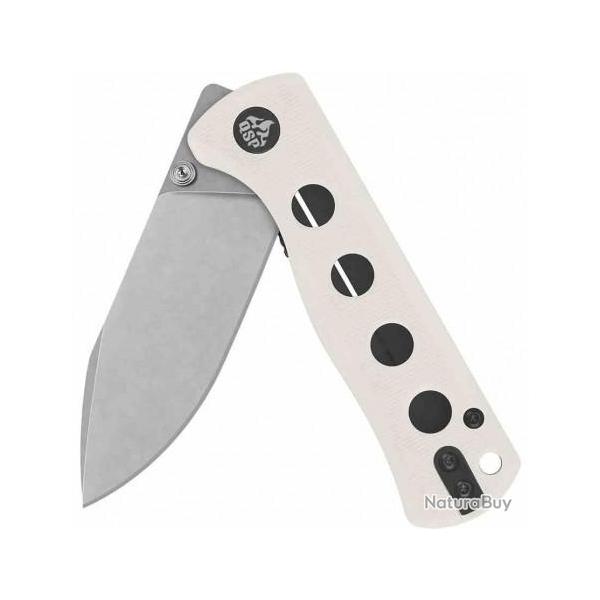 Couteau QSP Canary White Folder Lame Acier 14C28N SW Manche G10 IKBS Linerlock Clip QS150G1