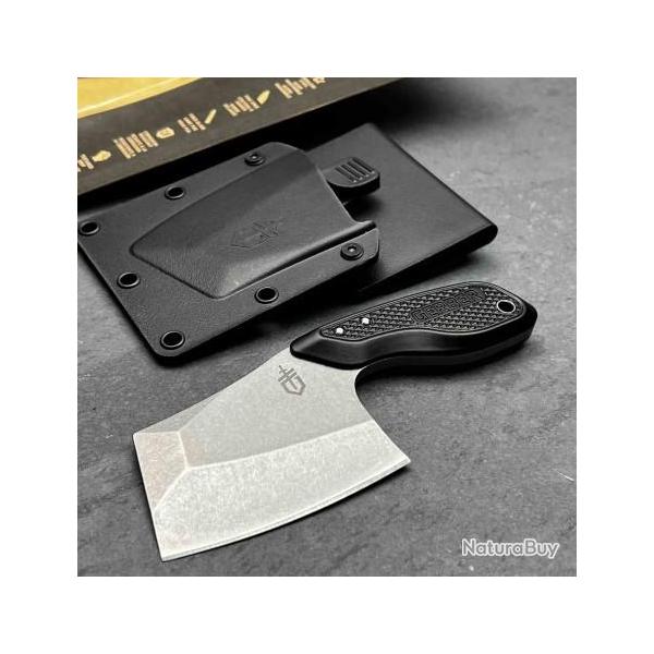 Couteau Gerber Tri-Tip Mini Cleaver Lame Acier 7Cr17MoV Manche Aluminium Black Etui Plastique G3725
