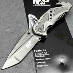 Couteau Smith&Wesson Military & Police Lame Tanto Acier 7Cr17Mov Manche Alu Brise Vitres SWMP11GCP