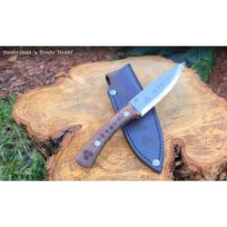 Couteau Condor Druid Scandi Lame Acier Carbone 1095 Manche Noyer Etui Cuir Made Salvador CTK397445HC