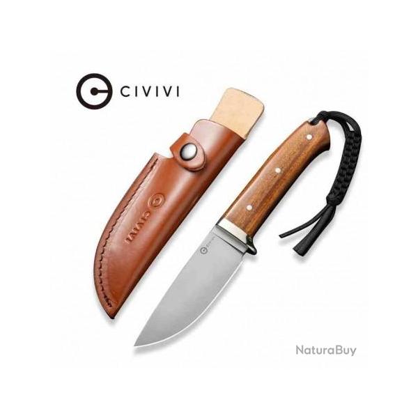 Couteau CIVIVI Cloud Peak Wood Manche Guibourtia Lame Drop Point Satin Acier Nitro-V CIVC230443