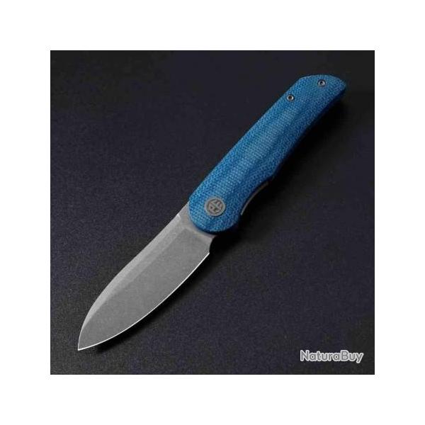 Couteau Petrified Fish El Camino Blue Manche Micarta Lame Acier N690 SW IKBS Liner Lock PFKE16BMGAW