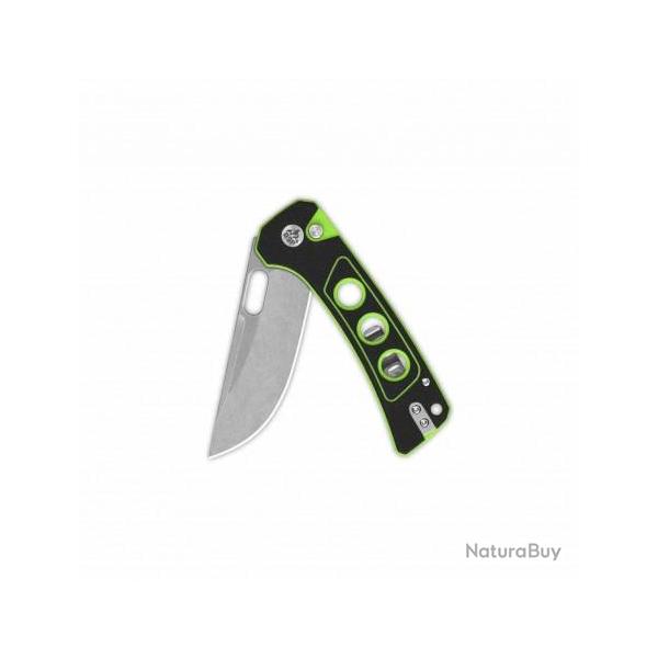 Couteau QSP Unicorn Black Neon Manche G10 Lame Acier 14C28N IKBS Button Lock Clip QS156C1