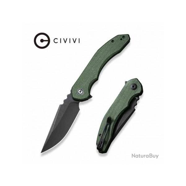 Couteau CIVIVI Bluetick Green Manche Micarta Lame Drop Point Acier 14C28N Blk IKBS CIVC230503