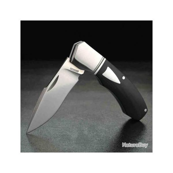 Couteau Begg Knives Traditional Large Slipjoint Lame Acier 14C28N Recurve Manche Black G10 BG038