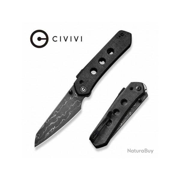Couteau CIVIVI Vision FG Black Lame Damas Reverse Tanto Manche Micarta IKBS Superlock CIVC22036DS2