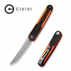 Couteau CIVIVI KwaiQ Orange/Black Manche G10 Lame Tanto Acier Nitro-V Satin IKBS Liner CIVC230152