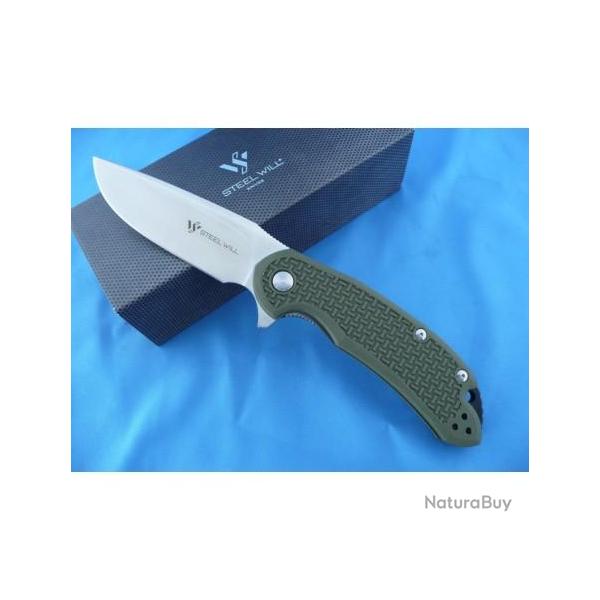 Couteau Steel Will Cutjack Lame Acier D2 Manche FRN Green Linerlock SMGC221OD