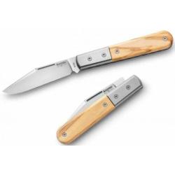 Couteau LionSteel Shuffler Barlow Olive Lame Acier M390 Manche Bois/Titane Slipjoint LSTCK0112UL