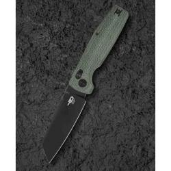 Couteau Bestech Slasher Green Manche Micarta Lame Acier D2 BLK IKBS Axis Lock Clip BTKG56B2