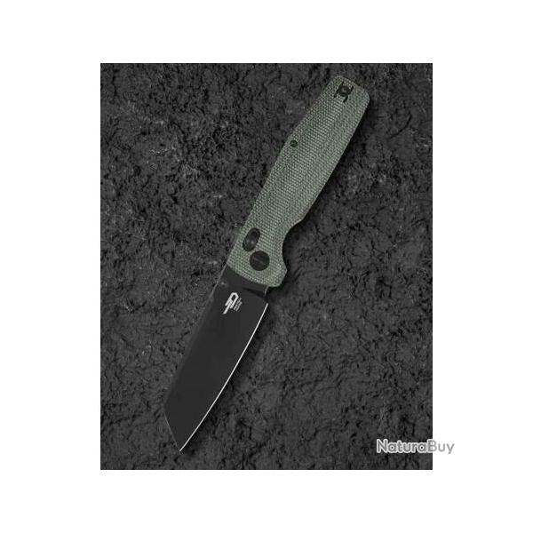Couteau Bestech Slasher Green Manche Micarta Lame Acier D2 BLK IKBS Axis Lock Clip BTKG56B2