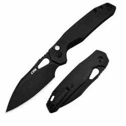 Couteau CJRB Frack Black Lame Acier AR-RPM9 Black Manche Acier Button Lock IKBS Clip J1931BST