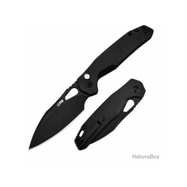 Couteau CJRB Frack Black Lame Acier AR-RPM9 Black Manche Acier Button Lock IKBS Clip J1931BST
