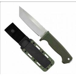Couteau Demko FREEREIGN Tanto Green Lame Acier AUS-10A Satin Manche TPE Etui Kydex DEM09621