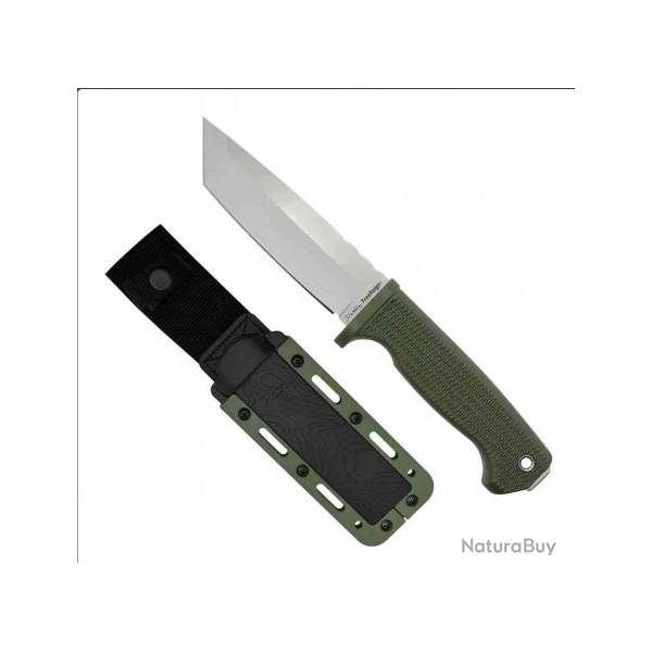 Couteau Demko FREEREIGN Tanto Green Lame Acier AUS-10A Satin Manche TPE Etui Kydex DEM09621