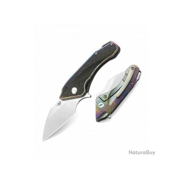 Couteau Bestech Goblin Lame Acier S35VN Manche Titane Spectrum & Fibre Carbone Framelock BTKT1711D