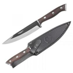 Couteau Condor Patagon Lame Acier 420HC Drop Point Manche Noyer Etui Cuir Made El CTK12259SS