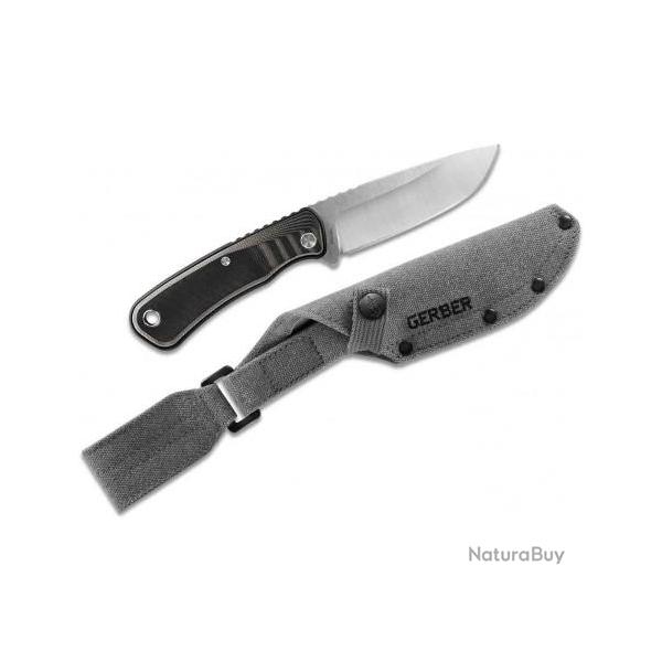 Couteau Gerber Downwind Drop Point Black Lame Acier 7Cr17MoV Manche G10 Etui Canvas G1816