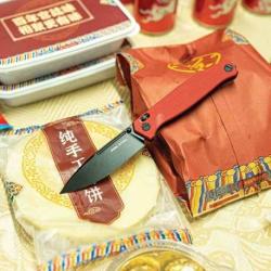 Couteau Real Steel HUGINN Red/Black Manche G10 Lame Acier VG-10 Slide Lock Clip RS7652RB