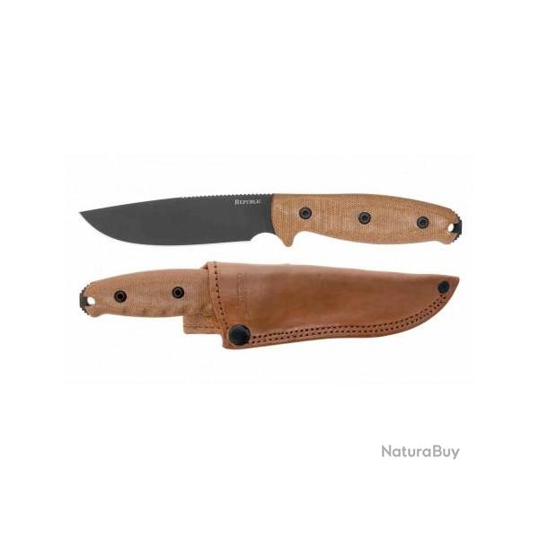 Couteau Cold Steel Republic Survival Lame Acier CPM-S35VN Manche Micarta Etui Cuir Made CSFX50FLD