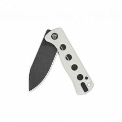 Couteau QSP Canary White Folder Lame Acier 14C28N Blackwash Manche G10 IKBS Linerlock Clip QS150G2